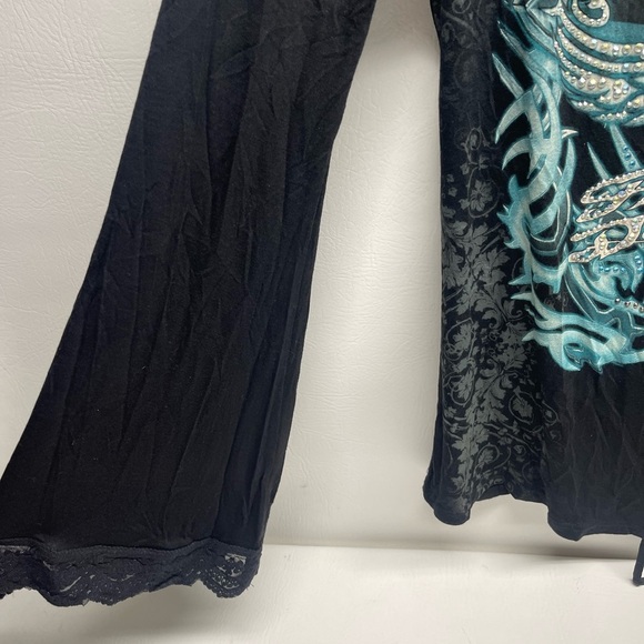 HARLEY-DAVIDSON womens rhinestone top size 1XL Lon belll sleeves - Picture 7 of 7